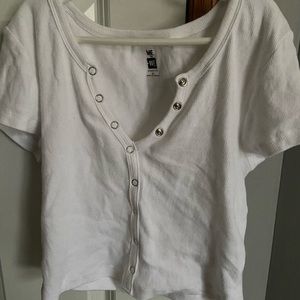 ribbed button up tshirt, fitted